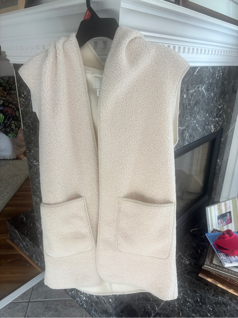 Joie Cream Hooded Sherpa Vest - Sleeveless Teddy Coat